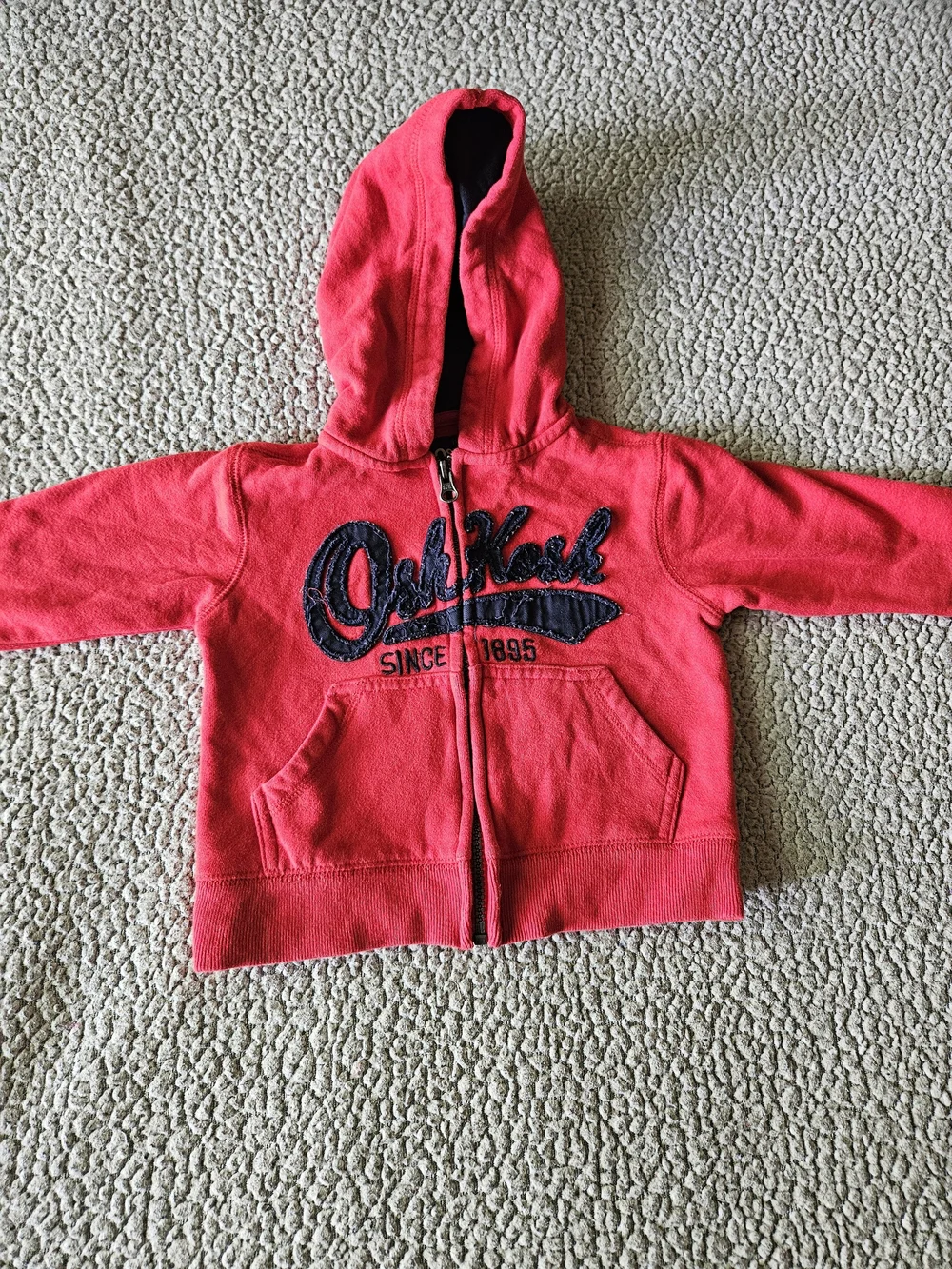 OshKosh B'gosh Bright Red Zip Hoodie with Navy Logo